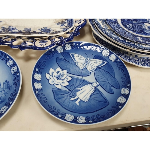 272 - A small quantity of blue and white Ceramics including Willow pattern Teapot A/F, a pair of Copenhage... 