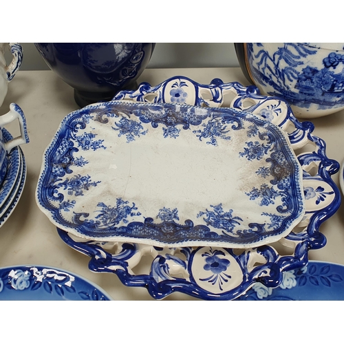 272 - A small quantity of blue and white Ceramics including Willow pattern Teapot A/F, a pair of Copenhage... 