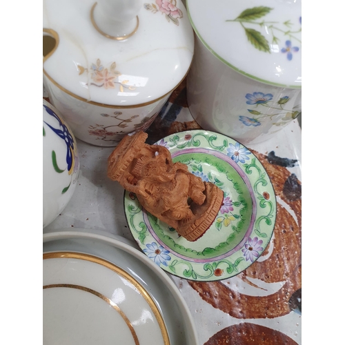 312 - A Chinese cylindrical Vase, a pottery Dish, teaware, Tureen and Cover, Beswick leaf Dish, Wedgwood j... 