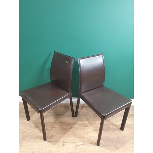 42 - A set of Ten metal framed leather style Dining Chairs.