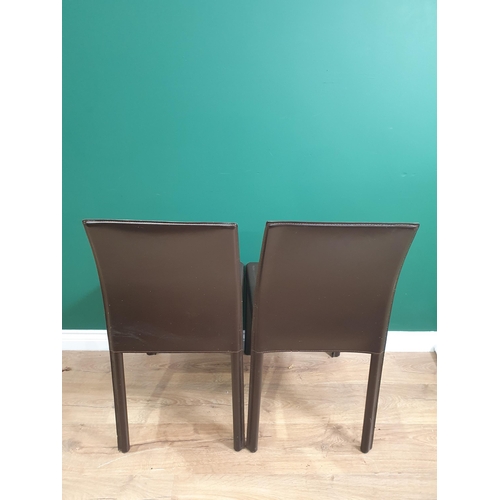 42 - A set of Ten metal framed leather style Dining Chairs.