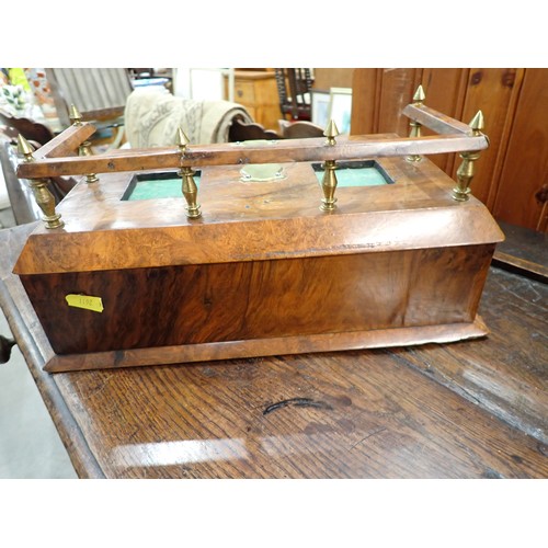 492 - A 19th Century walnut veneered Desk Stand with raised gallery, single fitted drawer and pull out lea... 