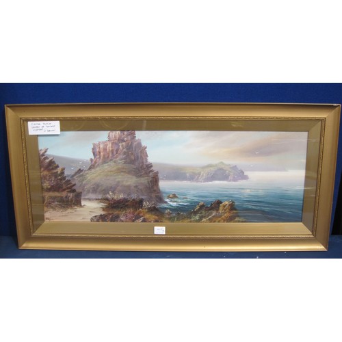 418 - JOHN SHAPLAND. Castle Rock, Lynton, North Devon,  signed, watercolour and gouache, on paper laid dow... 