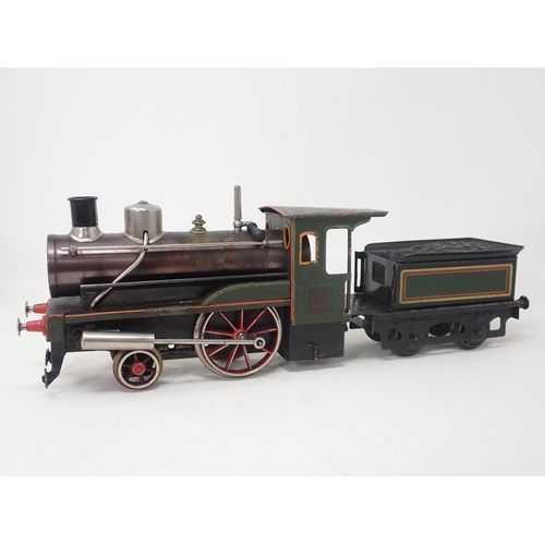 177 - A Carette gauge 1 live steam 2-2-0 Stork Leg Locomotive and tender in green livery