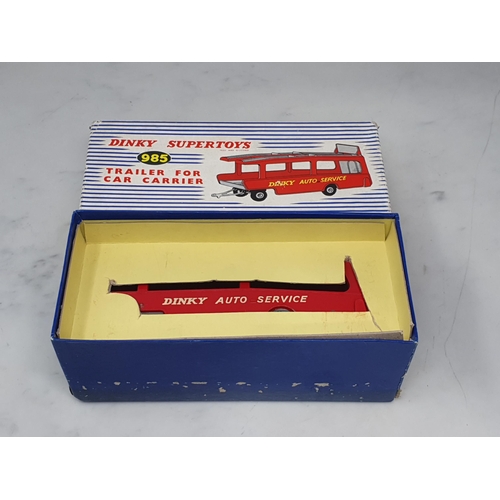 106 - A boxed Dinky Toys No.984 Car Carrier with original packing pieces, and a boxed No.985 Trailer for C... 