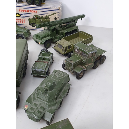 120 - A boxed Dinky Toys No.622 10-ton Army Wagon, a boxed No.661 Recovery Tractor and a quantity of unbox... 