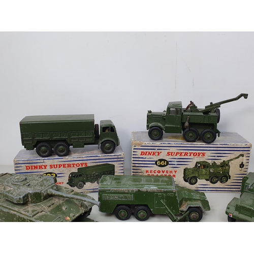 120 - A boxed Dinky Toys No.622 10-ton Army Wagon, a boxed No.661 Recovery Tractor and a quantity of unbox... 