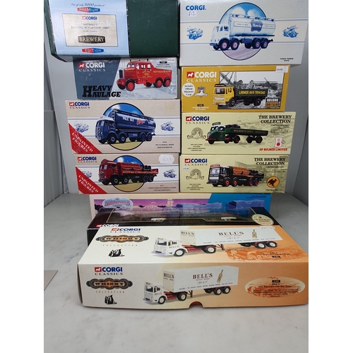 124 - Eleven boxed Corgi Classics Commercial Vehicles including Guiness ERF Curtainside, limited edition '... 