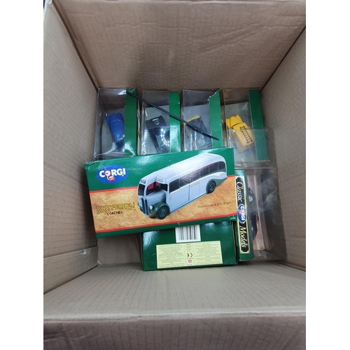 128 - Two boxes of boxed Corgi and other modern diecast Vehicles (some boxes A/F)