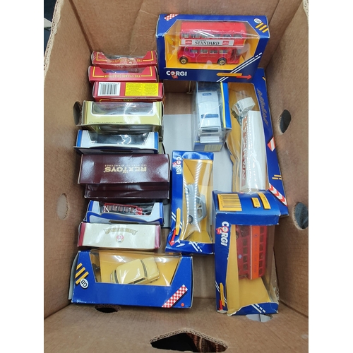 128 - Two boxes of boxed Corgi and other modern diecast Vehicles (some boxes A/F)