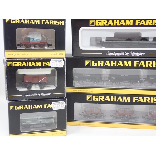 155 - Graham Farish N gauge Wagons to include; Set of TTA Tank Wagons, Set of Presflo Cement Wagons BR Bau... 