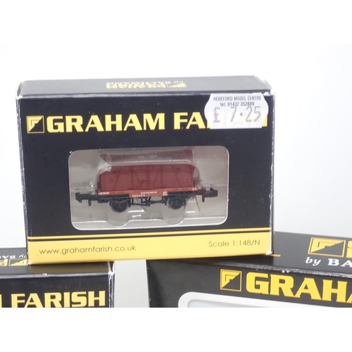 155 - Graham Farish N gauge Wagons to include; Set of TTA Tank Wagons, Set of Presflo Cement Wagons BR Bau... 