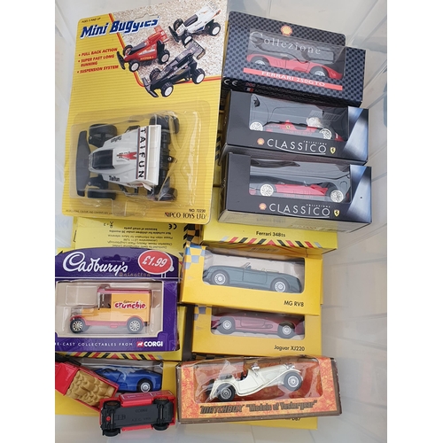 199 - A box of boxed Shell Classic Car Models and Corgi Cadburys Models