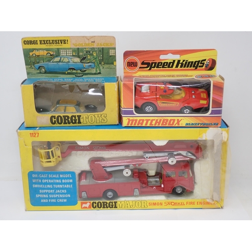 235 - A boxed Corgi Major No.1127 Snorkel Fire Engine, box end torn, a boxed Corgi Toys No.1309 Concorde, ... 