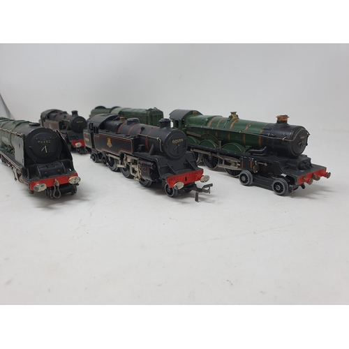 635 - Five unboxed Hornby-Dublo 3-rail Locomotives including 0-8-0 diesel Shunter, two 2-6-4T Locomotives,... 