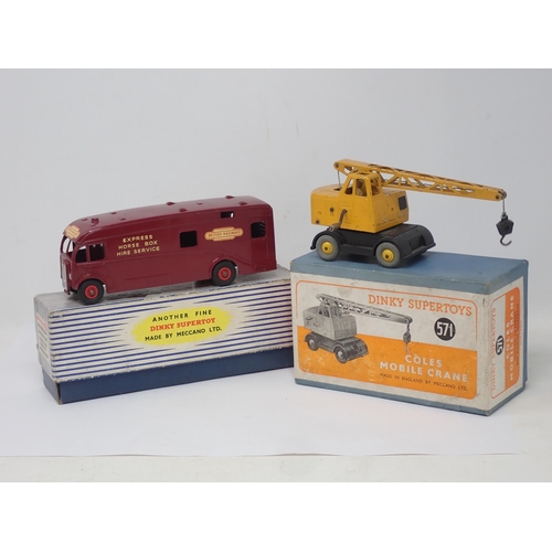 64 - A boxed Dinky Toys No.981 British Railways Horsebox and boxed No.571 Coles Mobile Crane