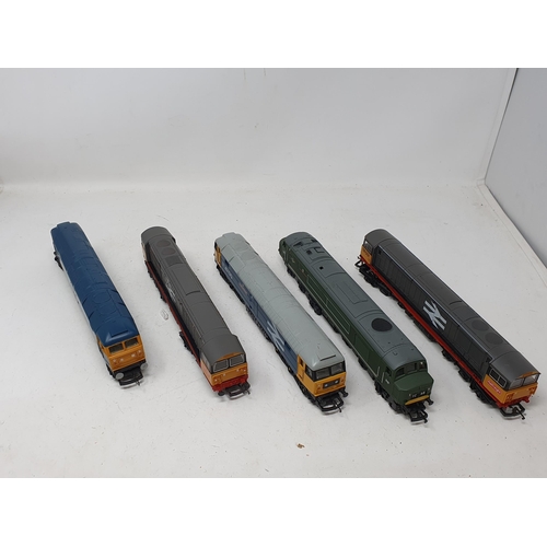 647 - Four unboxed Hornby and one mainline diesel Locomotives including Class 45, two Class 47s and two Cl... 