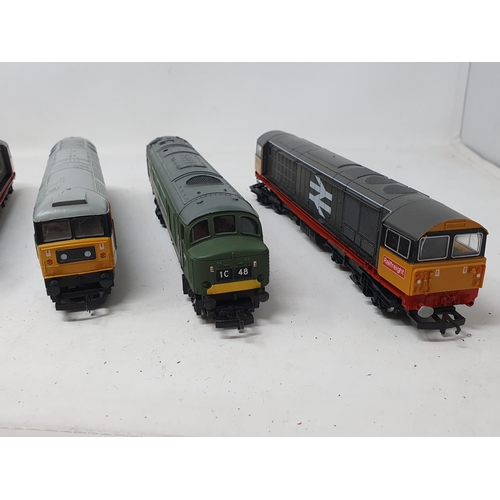 647 - Four unboxed Hornby and one mainline diesel Locomotives including Class 45, two Class 47s and two Cl... 