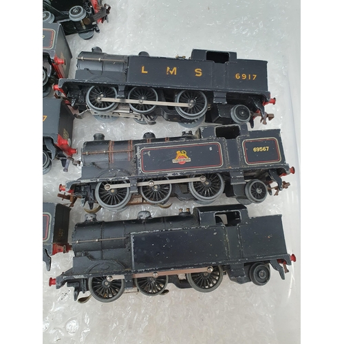 680 - Three unboxed and play worn Hornby Dublo 3-rail 2-6-4T Locomotives and six 0-6-2T Locomotives