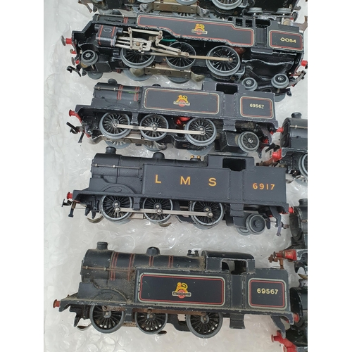 680 - Three unboxed and play worn Hornby Dublo 3-rail 2-6-4T Locomotives and six 0-6-2T Locomotives