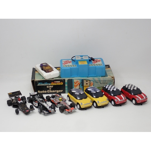 85 - A Corgi Electro Rockets Car and Autocharger, four Scalextric Minis and three Racing Cars A/F