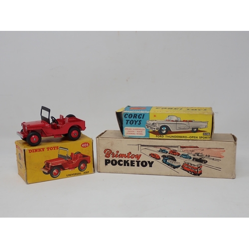 93 - A boxed Dinky Toys No.405 Universal Jeep (box flap loose), an empty Corgi Toys 325 Box and an empty ... 