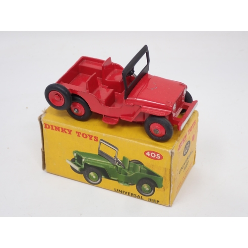 93 - A boxed Dinky Toys No.405 Universal Jeep (box flap loose), an empty Corgi Toys 325 Box and an empty ... 