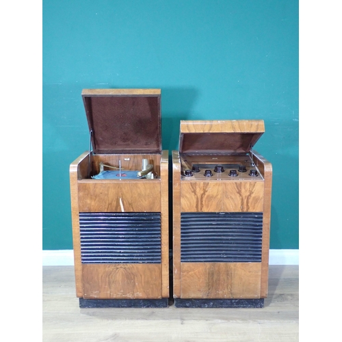 21 - A walnut veneered R.G.D. Record Player and a Radiogram 2ft 6in H x 1ft 7in W, (failed PAT, due to fl... 