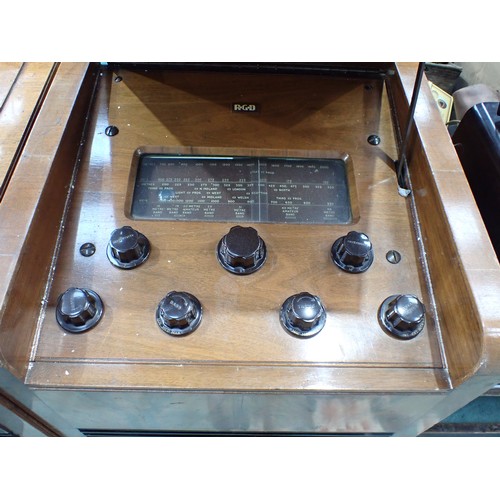 21 - A walnut veneered R.G.D. Record Player and a Radiogram 2ft 6in H x 1ft 7in W, (failed PAT, due to fl... 