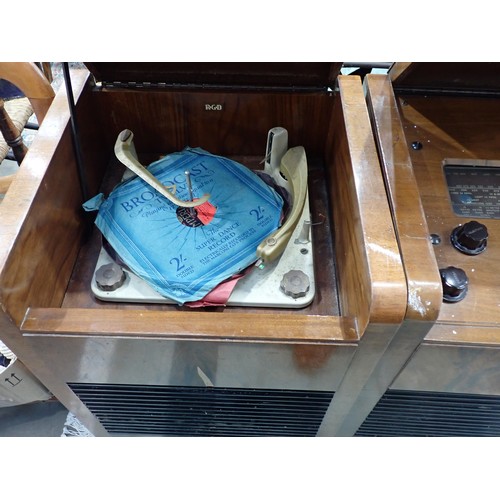 21 - A walnut veneered R.G.D. Record Player and a Radiogram 2ft 6in H x 1ft 7in W, (failed PAT, due to fl... 