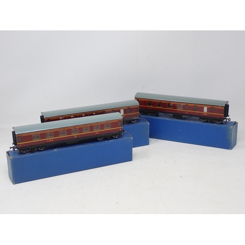 47 - Three Hornby Dublo D3 LMS Coaches, boxed. All coaches in mint condition with extremely clean wheels.... 