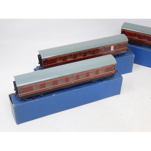 47 - Three Hornby Dublo D3 LMS Coaches, boxed. All coaches in mint condition with extremely clean wheels.... 
