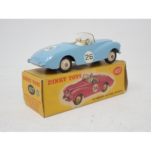 185 - Dinky Toys 107 blue Sunbeam Alpine Sports, boxed