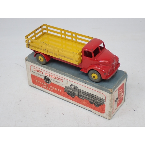 258 - Boxed Dinky Toys 981 Horse Box, roof transfer is a replacement, Dinky Toys 531 Leyland Comet Wagon a... 