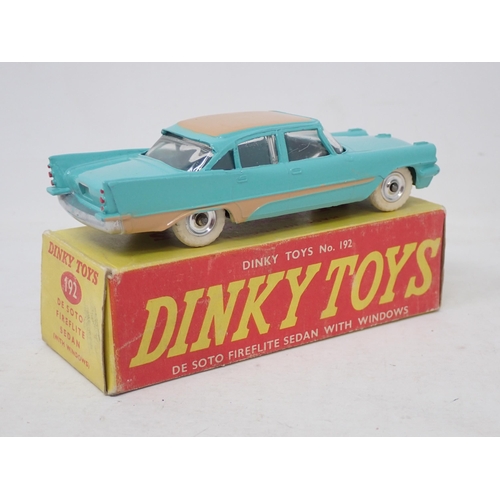 259 - Dinky Toys 192 De Soto Fireflite Sedan in turquoise and fawn, boxed