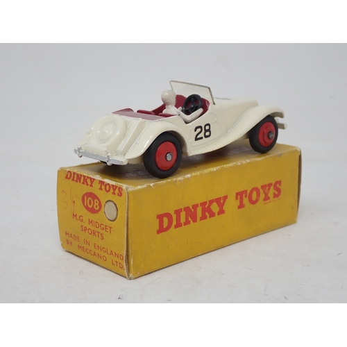 281 - Dinky Toys 108 white MG Midget Sports, boxed