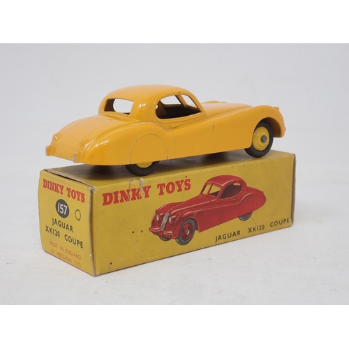 289 - Dinky Toys 157 yellow Jaguar XK120 Coupe, boxed