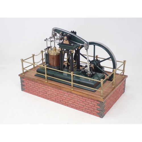 303 - A Stothert and Pitt Beam Engine Model on brick effect base, finished to a fine standard 12 1/2in L x... 