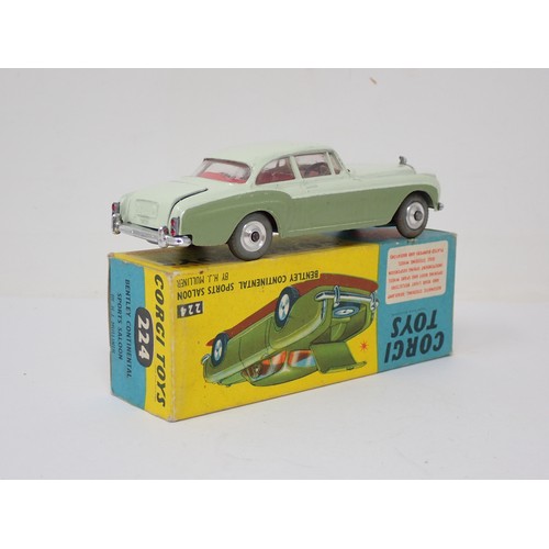 338 - Corgi Toys 224 bronze and cream Bentley Continental Sports Saloon, boxed