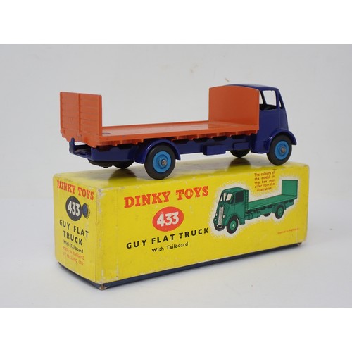 357 - Dinky Toys 433 Guy Flat Truck with blue cab and orange back, boxed