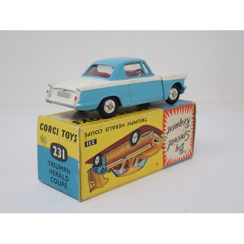 363 - Corgi Toys 231 blue and white Triumph Herald, boxed