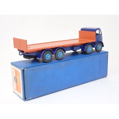 372 - Dinky Toys 503 2nd type Foden Flat Truck orange back and blue chassis, boxed