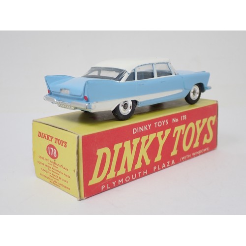 395 - Rare Dinky Toys 178 pale blue and white Plymouth Plaza, boxed