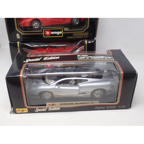 435 - Three Burago diecast Vehicles including 1:18 scale Ferrari F40, 1:18 scale Ferrari Testarossa and 1:... 