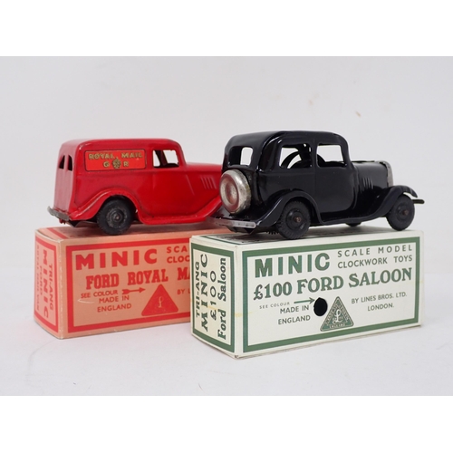 441 - Triang Minic Ford Royal Mail Van and £100 Ford Saloon, both in reproduction boxes