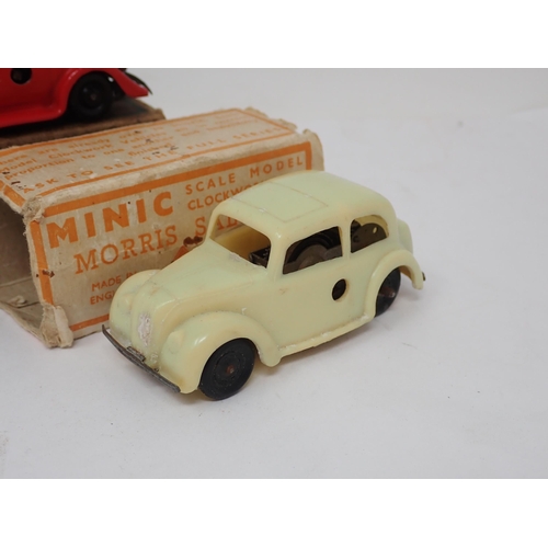 442 - Triang Minic Ford Saloon in damaged box, Morris Saloon in damaged box and Morris Light Van in reprod... 