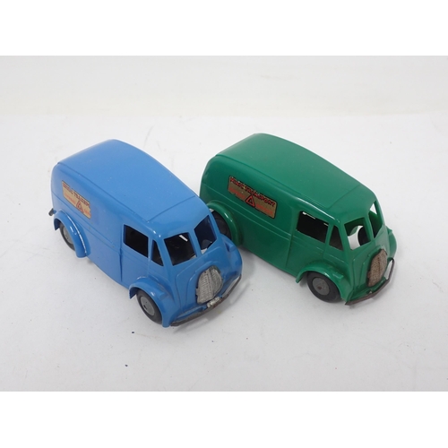 448 - A Triang Minic push and go blue Transport Van and green Van