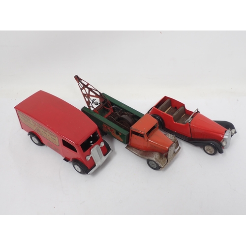 454 - Triang Minic four seater Car, a Recovery Truck and a Van