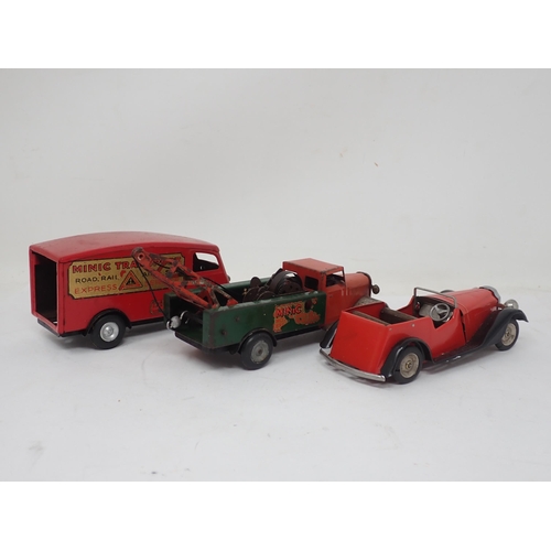 454 - Triang Minic four seater Car, a Recovery Truck and a Van