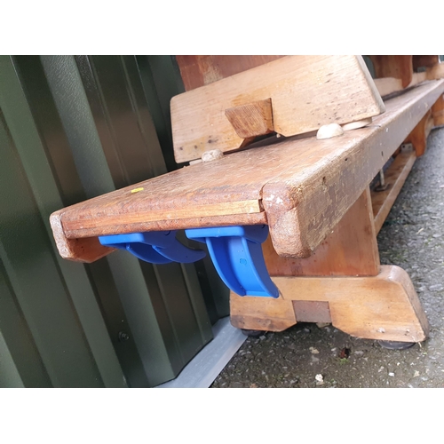 627 - A pair of school gym Benches, 11ft long